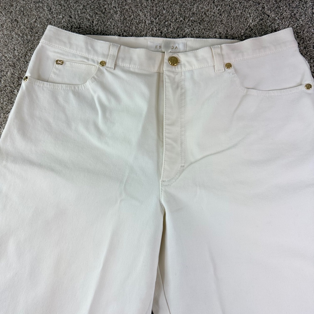 Escada Womens Size 44 White Straight Leg Pant High Rise Designer Luxury Trousers